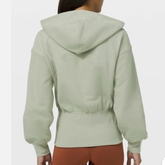 lululemon athletica green cotton fern hugged waist zip up relaxed fit Hoodie 12 - Picture 4 of 16